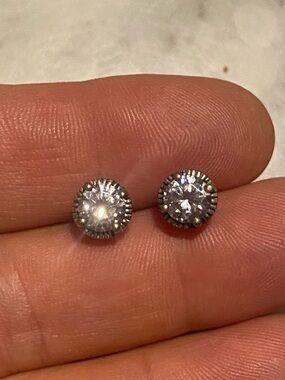 Classic Round Cubic Zirconia Stud Earrings in Silver